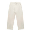 Cuffless track pants in a light beige colour, featuring an elastic waistband and side pockets. Includes a logo.