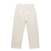 Cuffless track pants in a light cream colour with an elastic waistband and a single back pocket. Features a logo.