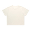 A classic crop tee in a soft cream colour with a loose fit, featuring a subtle logo on the neckline.