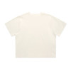 A cream-coloured crop tee with a relaxed fit, featuring a plain back and a small logo.