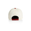 A two-tone cap in cream and burgundy with a rear adjuster and a logo.