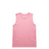 A pink singlet tank top featuring a simple design and a logo. Suitable for casual or athletic wear.