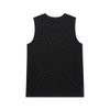 A black sleeveless tank top featuring a plain design and a logo.