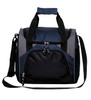 A bistro cooler bag in navy and grey with dual handles and an adjustable strap, featuring a front zip pocket.