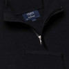A black zip-neck shirt featuring a pocket and a logo label. Ideal for casual wear.
