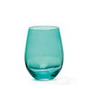 A teal wine glass with a smooth, rounded shape, featuring a sturdy base and a transparent finish.