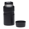 A black 750ml food jar with a twist-off lid, featuring a textured grip and a separate inner container.