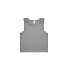 A grey active crop tank top with a simple design and a logo on the label.