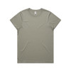 A light olive green t-shirt with a crew neckline and no visible graphics, featuring a logo.