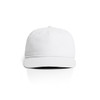 A white cap featuring a rope detailing along the brim, with a logo on the front.