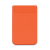 An orange Lycra phone wallet featuring a pocket, suitable for holding a phone or cards. It has a smooth finish and rounded edges.