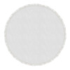 A round white beach towel with fringed edges, suitable for leisure and outdoor activities.