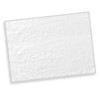 A white tea towel with a textured surface, featuring a simple design and a brand logo.