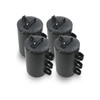 A set of four black weight bags with handles and screw-top openings, designed for stability during events.