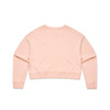 A cropped sweat jumper in soft pink with long sleeves and a simple, stylish design. It features a branding logo.