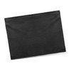A black cotton tea towel featuring a smooth, plain design with an embedded logo.