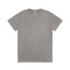 A heavy stone wash t-shirt in a muted grey colour, featuring a plain design and a branding logo.