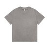 A grey stone wash heavy t-shirt featuring a casual design and a logo.