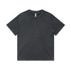 A grey stone wash heavy T-shirt with a classic crew neck and short sleeves, featuring a logo.