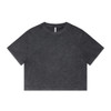 A heavy cropped top in stone wash black with a relaxed fit and short sleeves. Features a logo.