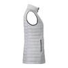 A lightweight packable insulated puffer vest in light grey, featuring a high collar and two zippered side pockets.