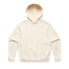 A cream-coloured hoodie featuring a front pocket and an attached hood, designed with a simple style.