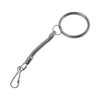 A metallic split ring chain with a coiled section and a clip on one end. It features a keyring for attachment.
