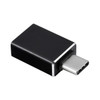 A black USB 3.0 to Type-C adapter with a sleek design and a metallic connector. Features a logo on the body.