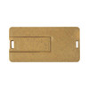 A slimline mini eco flash drive in a natural brown colour, featuring a branding logo on the surface.