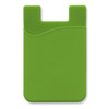 A green silicone phone wallet featuring a textured wave design and a cut-out for easy attachment.