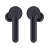 Black Leeds TWS Earbuds with a sleek design, featuring a minimalist look and a circular logo on the side.
