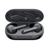 Active noise cancelling TWS earbuds in a black charging case, featuring a sleek design and a compact shape.