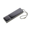 A sleek, silver Slimline Metal Drive with a polished finish and a chain attachment.
