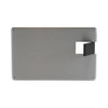 A metallic black credit card drive with a sleek design and a small opening on one side.