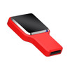 A red Oatley flash drive with a sleek, rounded design and a glossy black top. Features a logo on the side.