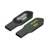 A black Olympia LED flash drive with a rounded shape featuring a logo on both sides.