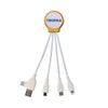 A Tropea Charge Cable with multiple white charging connectors, featuring a circular yellow and white logo.