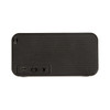 A black wireless charging speaker with ports and buttons on the back, featuring a subtle textured design.
