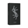 A sleek black packaging featuring the Keyper multi-tool design in grey, showcasing its compact and practical features.