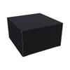 A black box with clean lines, featuring a simple design, suitable for packaging or storage.