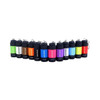 A range of colourful rechargeable LED torches with black accents, each featuring a keyring attachment.