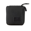 A compact black eco accessory pouch with a zip closure and a small logo patch on the front.