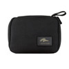 A black eco accessory pouch featuring a logo, ideal for toiletries and small items.