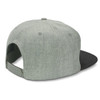 A chisel flat peak cap featuring a grey body and a black peak, complete with a branding logo.
