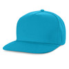 A turquoise flat peak cap with a solid design and a brand logo. It features a structured crown and a stiff brim.