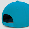 A bright turquoise flat peak cap with an adjustable strap at the back and a textured finish.