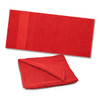 A vibrant red beach towel, featuring a smooth panel and plush texture, with a folded towel displayed beside it.