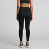 Black active seamless leggings are displayed, featuring a high waistband and a sleek fit. The image includes a brand logo.