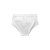 A pair of white Y-Front briefs with a comfortable waistband and a smooth finish. The product features a logo.