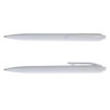 A collection of white plastic pens, featuring smooth designs and clips for easy attachment.